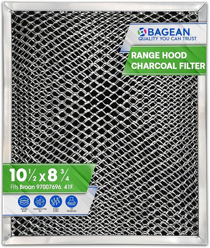 Stove Hood Vent Filter 10.5" x 8.8" 41F 97007696 Fit's Nutone & Broan Range Hood Filter Replacement for Ductless Exhaust Fan - Mesh Screen Filters Grease & Carbon Freshens Kitchen Oven Air (1-Pack)
