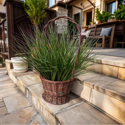 8PCS 17.3" Fake Plants Artificial Wheat Grass Greenery Plastic Plants Fake Grass Artificial Plants for Outdoor Decor Artificial Flower with Greenery Stems for Indoor Home Decoration