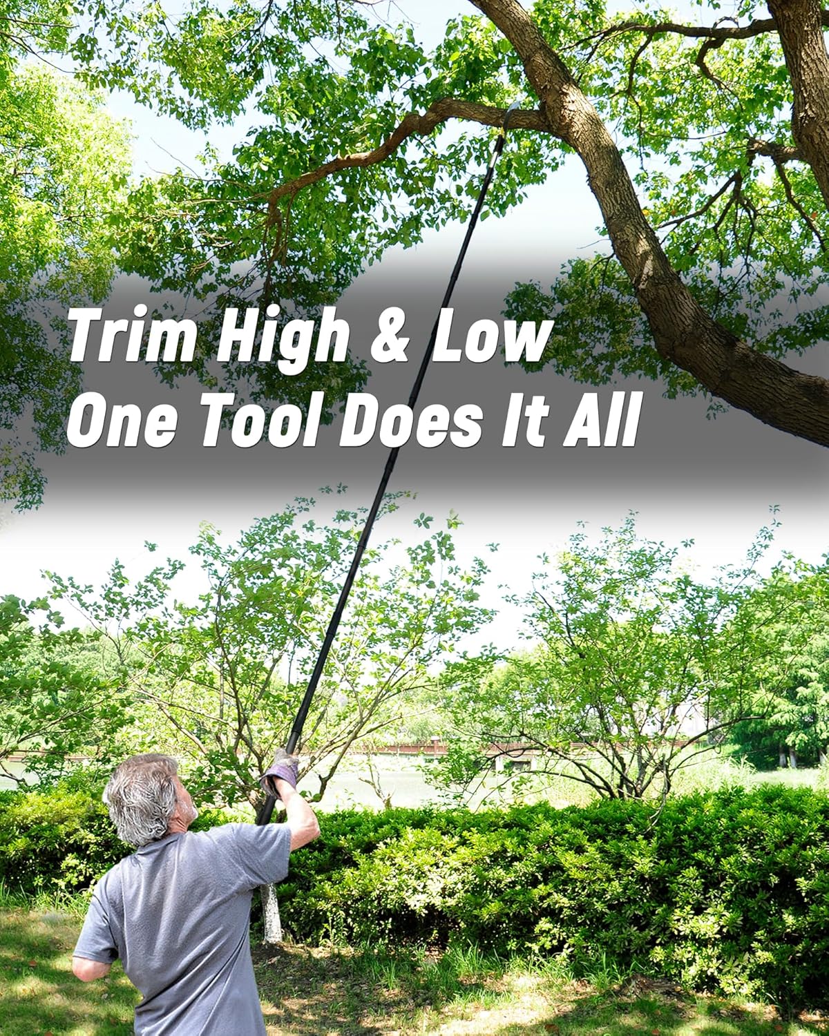 8.5FT Pole Saw with Adjustable Length for Tree Trimming, Lightweight Manual Pruning Saw with Mn Steel Blade, Long Extension Branch Cutter Pole Pruner for Yard, Garden, Patio and Forestry Use