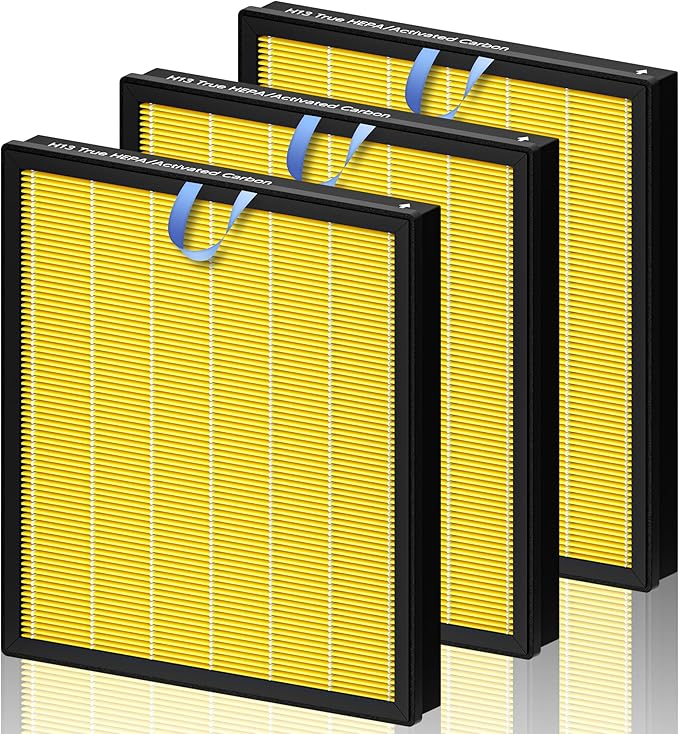 Improvedhand Vital 100S HEPA Replacement Filter Pet Care Compatible With LEVOIT Vital 100S/100S-P Air Purifier, High-Efficiency 3-IN-1 True HEPA and Activated Carbon Filters, Pack of 3, Yellow