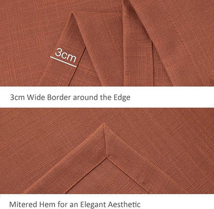 maxmill Lux Faux Linen Tablecloth with Slubby Yarn Textured Weaves Wrinkle Free Soft Table Cloth for Kitchen Dining Tabletop for Fall Harvest Thanksgiving Decorations Rectangle 60 x 84 Inch Rust