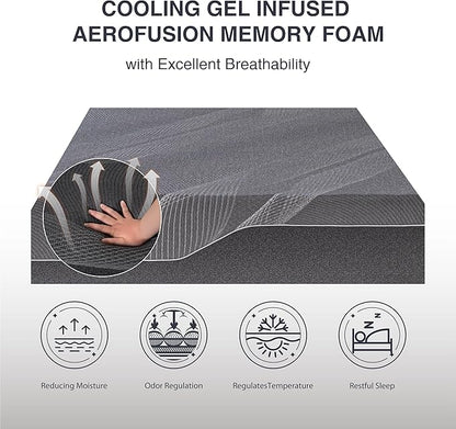 Twin Mattress 14 Inch Charcoal Memory Foam Mattress in a Box, CertiPUR-US Certified, Fiberglass Free Gel Mattress, Twin Size Mattress for Kids, 75" × 38" × 14", Medium
