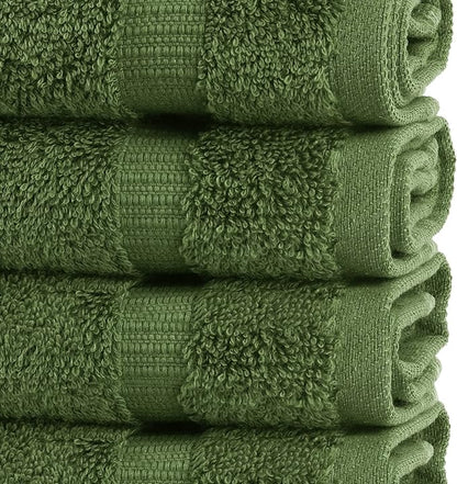 Chakir Turkish Linens Premium Cotton Absorbent Turkish Towels (Washcloths - 12 Piece, Moss)