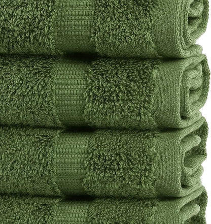 Chakir Turkish Linens | Hotel & Spa Quality 100% Cotton Premium Turkish Towels | Soft & Absorbent (12-Piece Washcloths, Moss)
