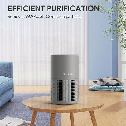 FULMINARE Air Purifiers for Bedroom H13 True HEPA Air Filter, Quiet Air Cleaner With Night Light, Portable Small Air Purifier for Home, Office, Living Room (Gray)
