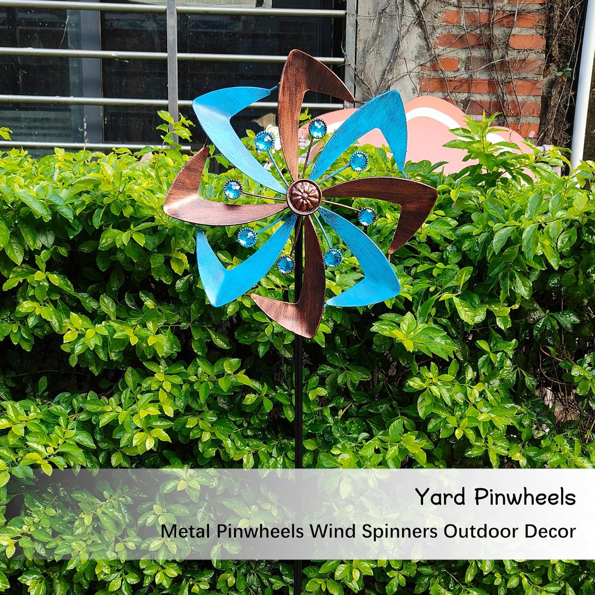 Wind Spinners Outdoor, 10 inch Wind Sculptures & Spinners, Metal Kinetic Wind Spinner, Decorative Pinwheels Large Wind Spinners for Yard and Garden Decor, Blue