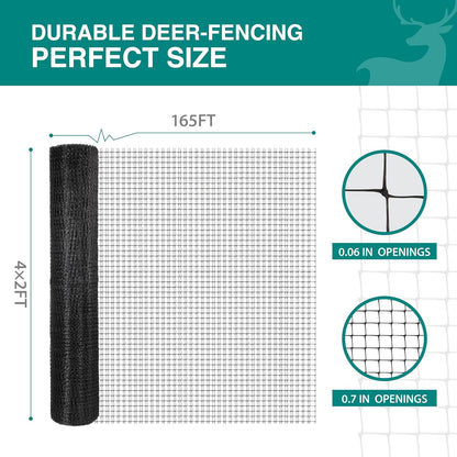 FRUITEAM 8ft×165ft Deer-Fence,Deer-Netting for Garden,Wildlife Netting,Heavy Duty Garden Fencing Roll for Plant Protection