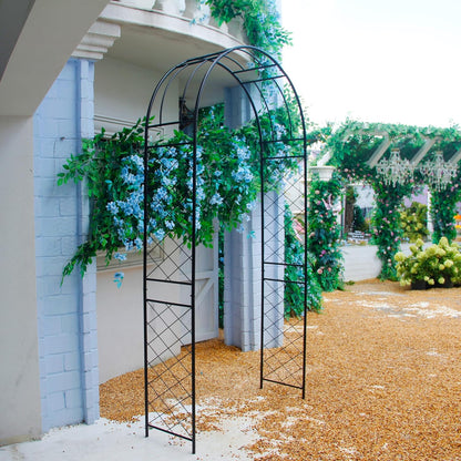 Garden Arbor 7.9 Ft High x 3.8 Ft Wide Sturdy Metal Archway with Ground Stakes to Enhance Stability for Different Grounds, Garden Arch Trellis Pergola for Climbing Plants, Decoration