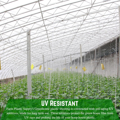 Farm Plastic Supply - String Reinforced 4 Year UV Resistant 10 mil Clear Greenhouse Plastic Sheeting - 4 Year UV Resistant Polyethylene Greenhouse Film, Hoop House Green House Cover (12' x 28')