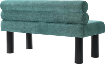 Christopher Knight Home Wally Fabric Upholstered Dining Bench, Long Dining Room Chair, Wooden Entryway Bench, Bedroom End of Bed Bench, Teal Green+Black
