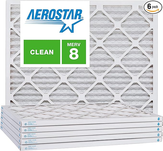 Aerostar 8x10x1 MERV 8, Pleated Air Filter, 8x10x1, Box of 6, Made in the USA