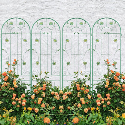 4 Pack Metal Garden Trellis 71" H Garden Fence Rustproof Trellis for Climbing Plants Support Roses Flower Outdoor Lawn, Blue Green