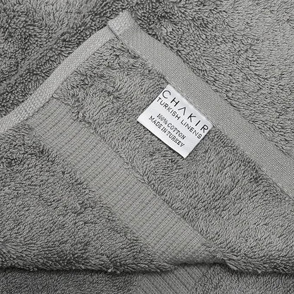 Chakir Turkish Linens 100% Cotton Premium Turkish Towels for Bathroom | 2 Bath Towels - 2 Hand Towels, 2 Washcloths (6-Piece Towel Set, Gray)