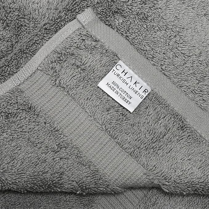 Chakir Turkish Linens 100% Cotton Premium Turkish Towels for Bathroom | 27'' x 54'' (4-Piece Bath Towels - Gray)
