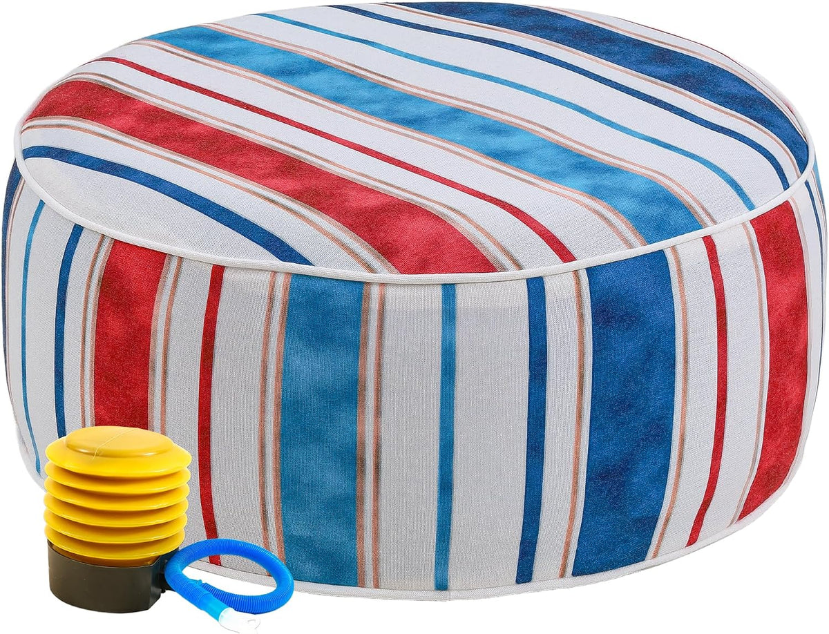 UPWELL Waterproof Inflatable Outdoor Ottoman Pouf,Portable Patio Footrest, Durable & Stylish, Perfect for Garden, Pool, Camping & Home Use - D20 xH9（LeisureLift）