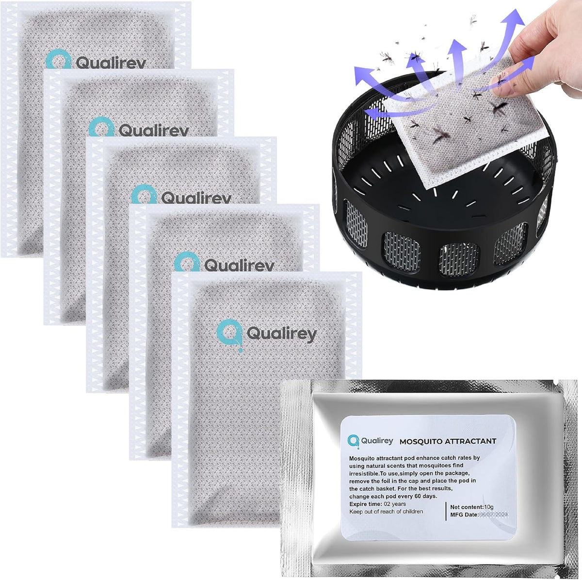 6 Pack Mosquito Attractant in Bulk, Lure for Bug Zapper Bait Refill Compatible with All Mosquito Trap Enhances Catch Rates for Indoor Outdoor Traps, Safe and Long Lasting