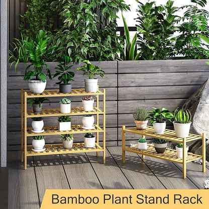 4-Tier Bamboo Shoe Rack for Entryway, Stackable | Heavy Duty | Multi-Function, Free Standing Shoe Racks for Bedroom Hallway Closet