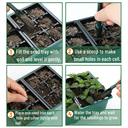 Mr. Pen- Seed Starter Tray Kits, 6.6"x4.6", 10 Set, Total 120 Cells