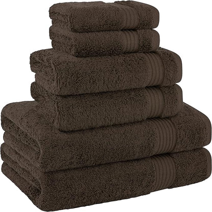 Cotton Paradise 6 Piece Towel Set, 100% Cotton Soft Absorbent Turkish Towels for Bathroom, 2 Bath Towels 2 Hand Towels 2 Washcloths, Brown Towel Set