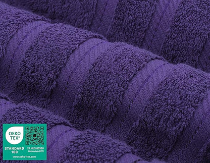 American Soft Linen Luxury 4 Piece Bath Towel Set, 600 GSM 100% Cotton Turkish Bath Towels for Bathroom, 27x54 in Extra Large Bathroom Shower Towels, Purple