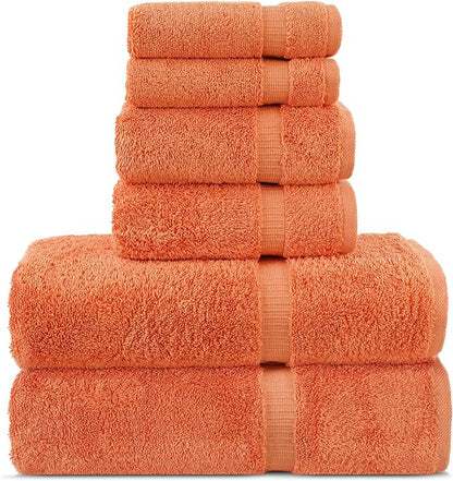 Chakir Turkish Linens Luxury Spa and Hotel Quality Premium Turkish Cotton 6-Piece Towel Set (2 x Bath Towels, 2 x Hand Towels, 2 x Washcloths)