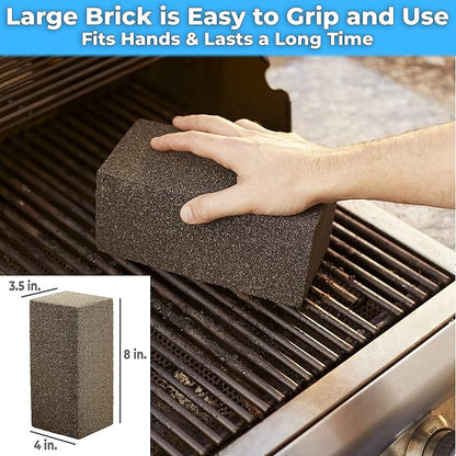 Non-Toxic Restaurant-Grade Grill Cleaning Brick 4Pk. Reusable Non-Scratch Pumice Stone Bricks for Smoker Flat Top Grill BBQ Grate Flattop and Cast Iron. Best 4x4x8 Griddle Cleaner Tool Block.