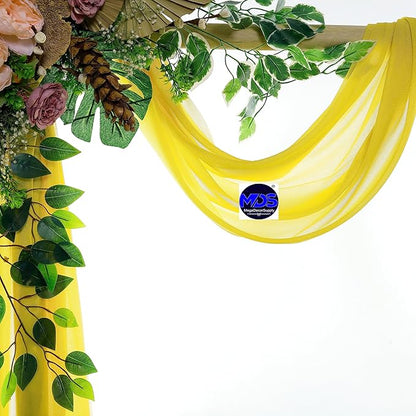 MDS Halloween Chiffon Draping Fabric - 2 Panel, 30" Wide x 20ft Long - Sheer Spooky Arbor & Canopy Drapery for Haunted House Backdrops, Party Ceilings, DIY Costumes & Themed Events - Yellow