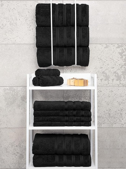 American Soft Linen Luxury 4 Piece Bath Towel Set, 600 GSM 100% Cotton Turkish Bath Towels for Bathroom, 27x54 in Extra Large Bathroom Shower Towels, Black