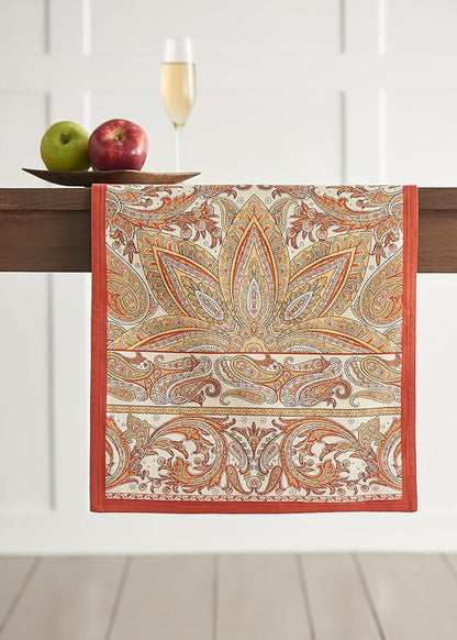 Maison d' Hermine Table Runner 100% Cotton Single Layer Table Runners 48 inches Long for Thanksgiving Christmas Decorations Home Kitchen Dining Party Wedding (Kashmir Paisley, 14.5" x 48")