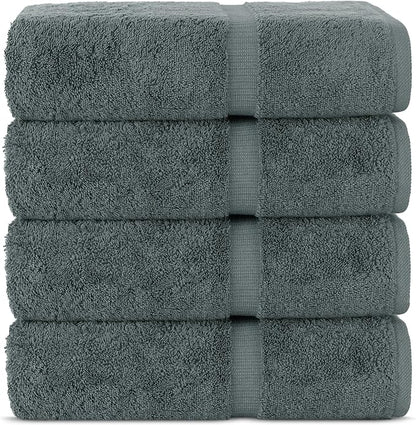 Chakir Turkish Linens | Hotel & Spa Quality 100% Cotton Premium Turkish Towels | Soft & Absorbent (4-Piece Bath Towels, Dark Gray)