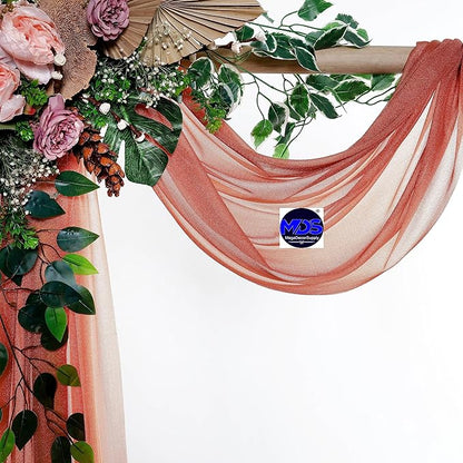 MDS Halloween Chiffon Draping Fabric - 2 Panel, 30" Wide x 40ft Long - Sheer Spooky Arbor & Canopy Drapery for Haunted House Backdrops, Party Ceilings, DIY Costumes & Themed Events - Terracotta