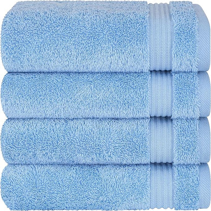 Cotton Paradise Hand Towels for Bathroom, 100% Cotton Turkish 4 Piece Hand Towel Set, Soft Absorbent Face Towels, Sky Blue Hand Towels