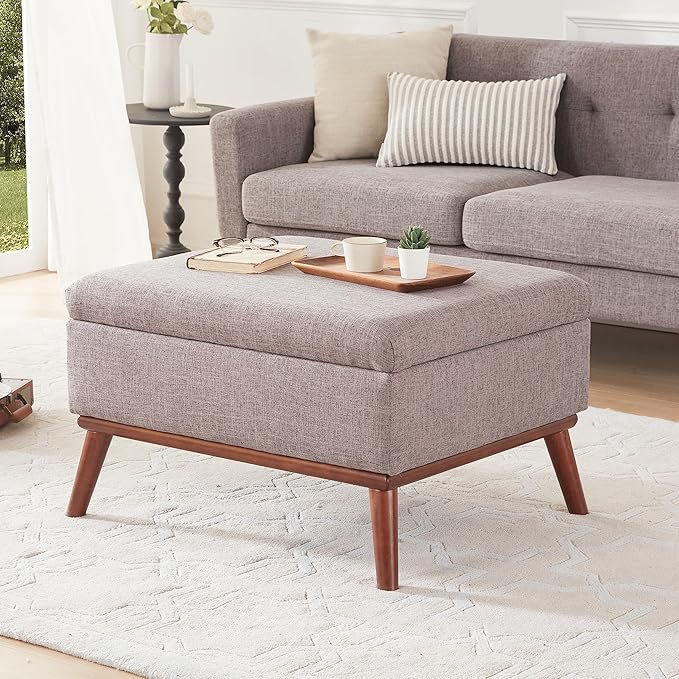 Kingfun 65" W Loveseat Sofa with Ottoman Coffee Table, Mid Century Modern Decor Love Seat Couches and Ottoman with Storage for Living Room, Button Tufted Upholstered Love Seats Furniture Set, Grey