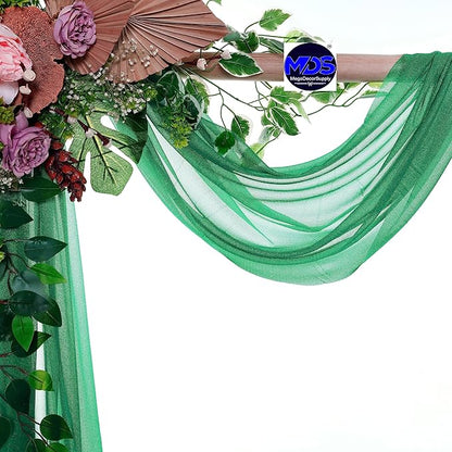MDS Halloween Chiffon Draping Fabric - 1 Panel, 30" Wide x 20ft Long - Sheer Spooky Arbor & Canopy Drapery for Haunted House Backdrops, Party Ceilings, DIY Costumes & Themed Events - Emerald Green