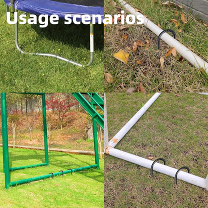 27 Pieces 16-Inch Garden Ground Stakes Galvanized Steel J Shape Hook Rebar Stake - Heavy Duty Anchors for Tents, Position Kits,Fences, and Trampolines