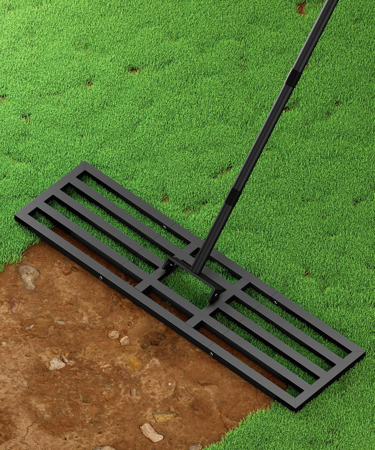 36x10 inch Lawn Leveling Rake, Upgraded Lawn Leveler Tool Heavy Duty Reinforced Connection, Garden Rake with Adjustable Long Handle, Ground Leveler for Yard Smoothing Soil Grass Dirt Sand