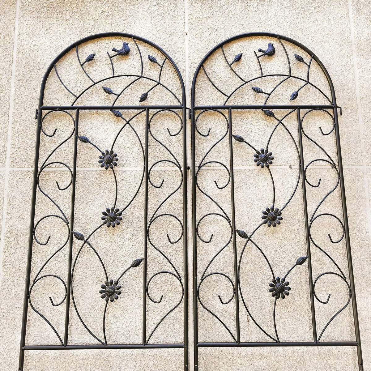 Metal Garden Trellis Rustproof Trellis for Climbing Plants Outdoor Flower Support Bird Deco (Brown-4 Pack, 86.7"x19.7")