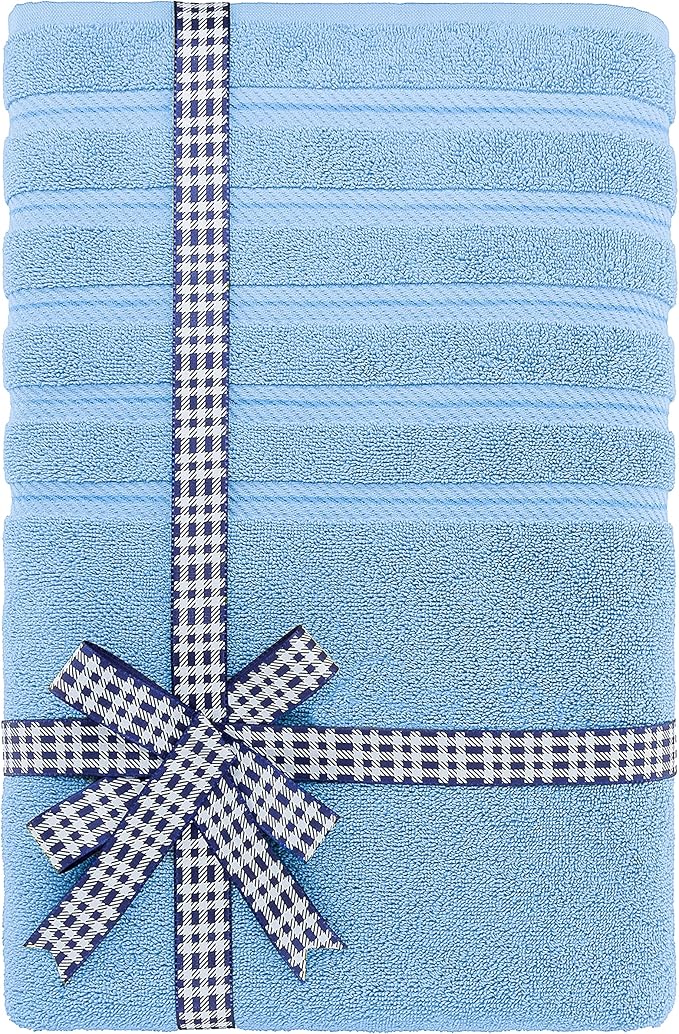 American Soft Linen 35x70 Jumbo Large Bath Towels, 600 GSM 100% Cotton Turkish Bath Sheet, Oversized Luxury Bath Towels for Bathroom Beach and Pool, Sky Blue