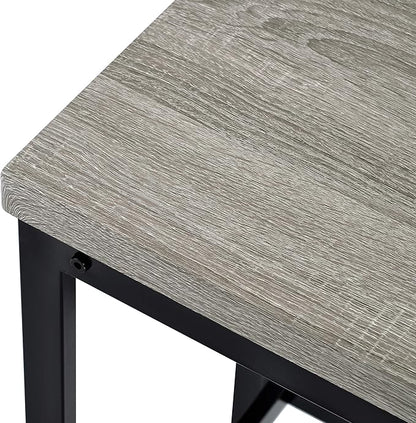 Harper & Bright Designs 4-Piece Dining Table Set, 60.2" L Solid Wood Dining Table with 3 Stools and Metal Frame for Kitchen Dining Room, Antique Grey + Black