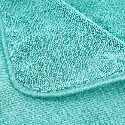 POLYTE Oversize, 60 x 30 in., Quick Dry Lint Free Microfiber Bath Towel Set, 6 Piece (Aqua)