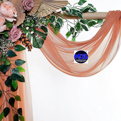 MDS Halloween Chiffon Draping Fabric - 2 Panel, 30" Wide x 40ft Long - Sheer Spooky Arbor & Canopy Drapery for Haunted House Backdrops, Party Ceilings, DIY Costumes & Themed Events - Coral Peach