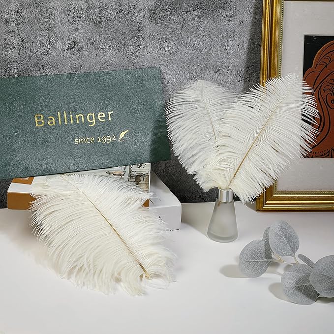 Ballinger Beige Ostrich Feathers Bulk - 24pcs 10-12inch Boho Feathers for vase，Wedding Party Centerpieces and Home Decor