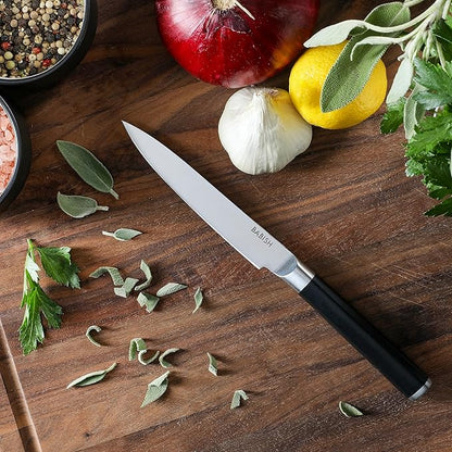 Babish High-Carbon 1.4116 German Steel 5 Inch Full Tang, Forged Utility Kitchen Knife