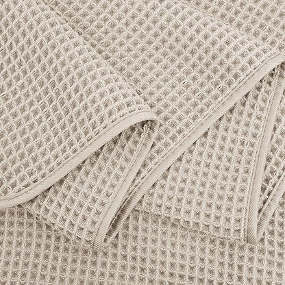 POLYTE Microfiber Quick Dry Lint Free Bath Sheet, 70 x 35 in, Set of 2 (Beige, Waffle Weave)