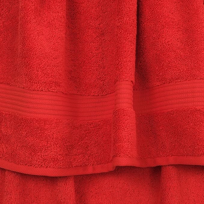 Cotton Paradise 4 Piece Turkish Bath Towels for Bathroom, 100% Cotton Extra Large Soft Plush Towels Bathroom Set, Red