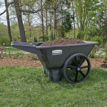 Rubbermaid Commercial Products 8.75 Cubic Foot, All-Weather, Big-Wheel Cart/Yard Cart/Lawn Cart/Wheelbarrow, Yardwork/Landscaping/DIY Projects, Durable/Weather Resistant, Black