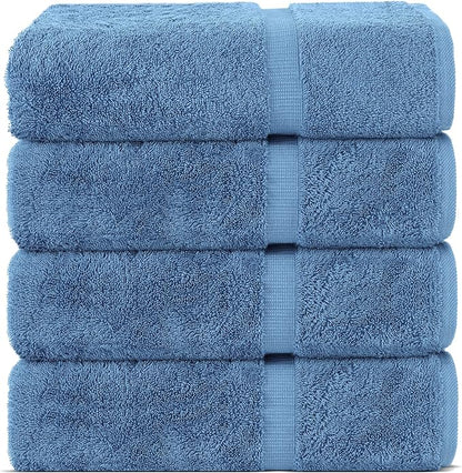 Chakir Turkish Linens | Hotel & Spa Quality 100% Cotton Premium Turkish Towels | Soft & Absorbent (4-Piece Bath Towels, Wedgewood)