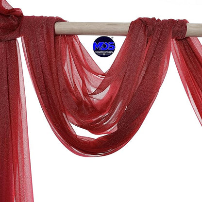 MDS Halloween Chiffon Draping Fabric - 2 Panel, 30" Wide x 50ft Long - Sheer Spooky Arbor & Canopy Drapery for Haunted House Backdrops, Party Ceilings, DIY Costumes & Themed Events - Apple Red