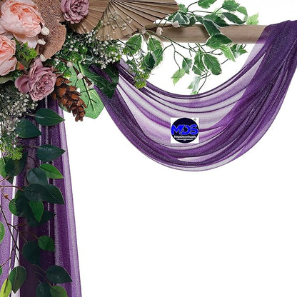 MDS Halloween Chiffon Draping Fabric - 2 Panel, 30" Wide x 75ft Long - Sheer Spooky Arbor & Canopy Drapery for Haunted House Backdrops, Party Ceilings, DIY Costumes & Themed Events - Cadbury Purple