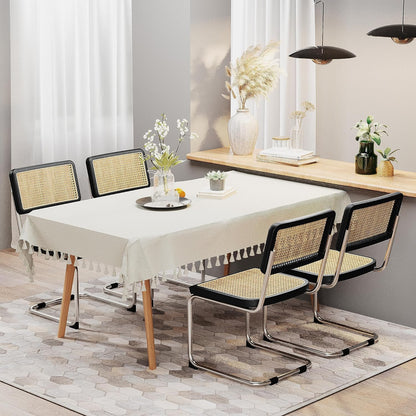 Rattan Dining Chairs Set of 2 Mid Century Modern Dining Room Chairs with Natural Rattan Woven Backrest and Seat Upholstered Kitchen Armless Side Chairs with Metal Legs, Black